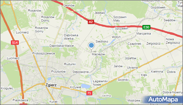 mapa Maciejów, Maciejów gmina Zgierz na mapie Targeo