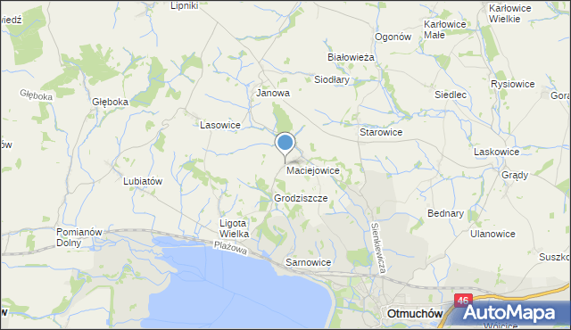 mapa Maciejowice, Maciejowice gmina Otmuchów na mapie Targeo