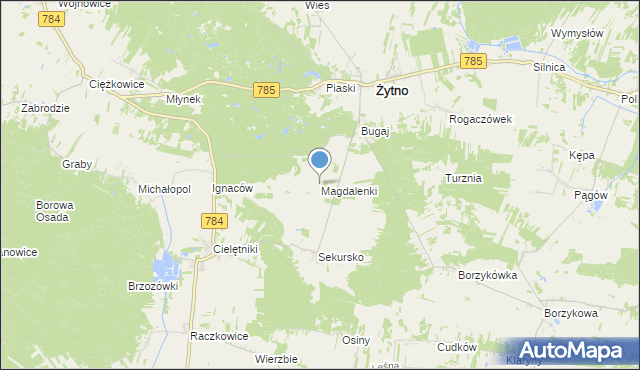 mapa Magdalenki, Magdalenki gmina Żytno na mapie Targeo