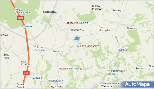 mapa Majdan-Obleszcze, Majdan-Obleszcze na mapie Targeo