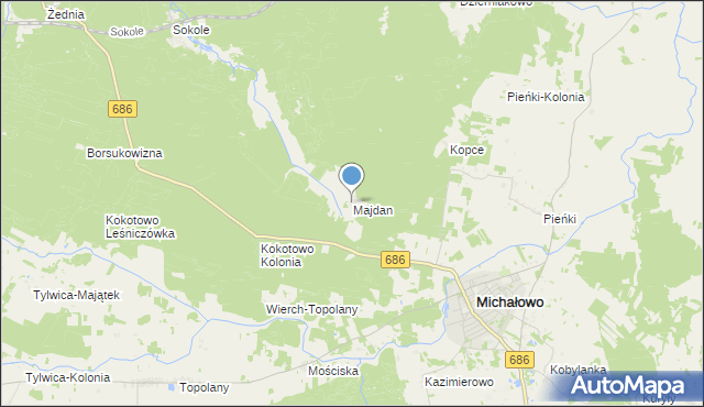 mapa Majdan, Majdan gmina Michałowo na mapie Targeo