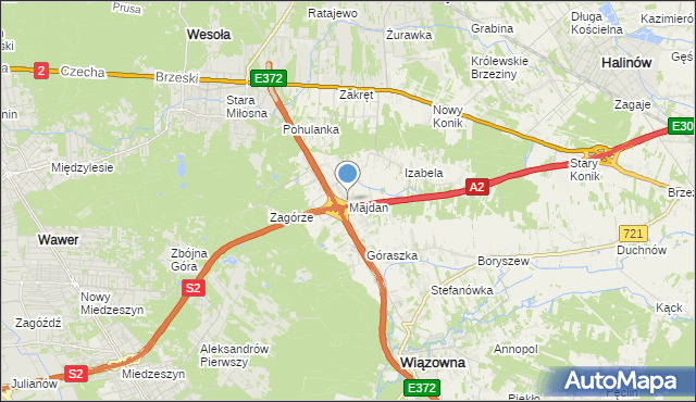 mapa Majdan, Majdan gmina Wiązowna na mapie Targeo