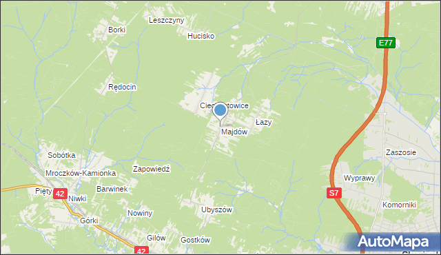 mapa Majdów, Majdów na mapie Targeo