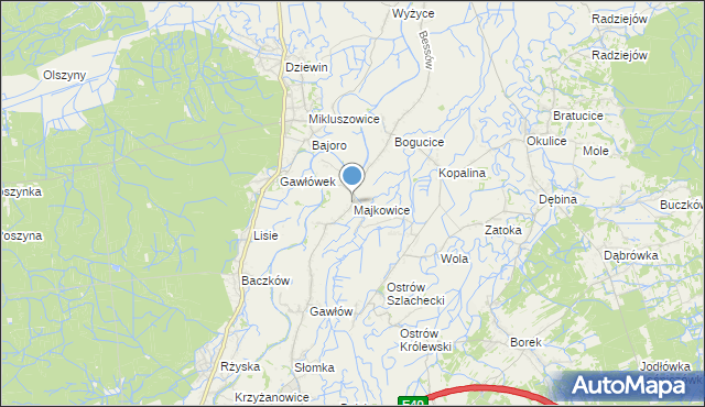 mapa Majkowice, Majkowice gmina Bochnia na mapie Targeo