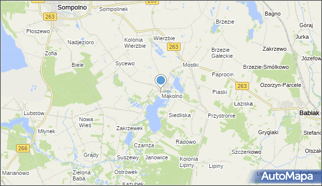 mapa Mąkolno, Mąkolno gmina Sompolno na mapie Targeo