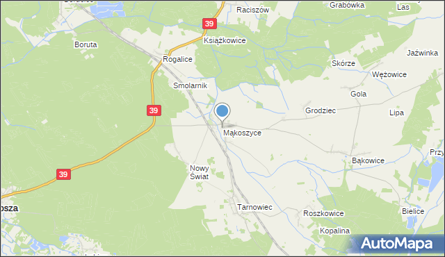 mapa Mąkoszyce, Mąkoszyce gmina Lubsza na mapie Targeo