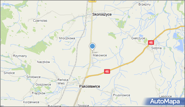mapa Makowice, Makowice gmina Skoroszyce na mapie Targeo