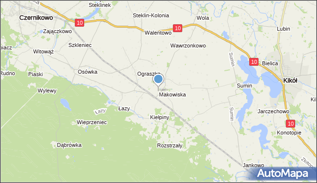 mapa Makowiska, Makowiska gmina Czernikowo na mapie Targeo