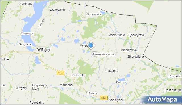 mapa Makowszczyzna, Makowszczyzna gmina Wiżajny na mapie Targeo
