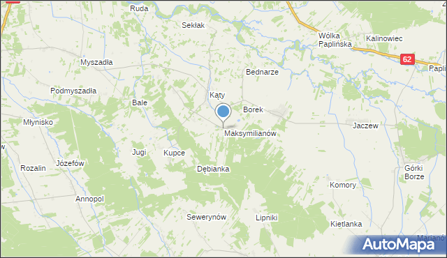 mapa Maksymilianów, Maksymilianów gmina Korytnica na mapie Targeo