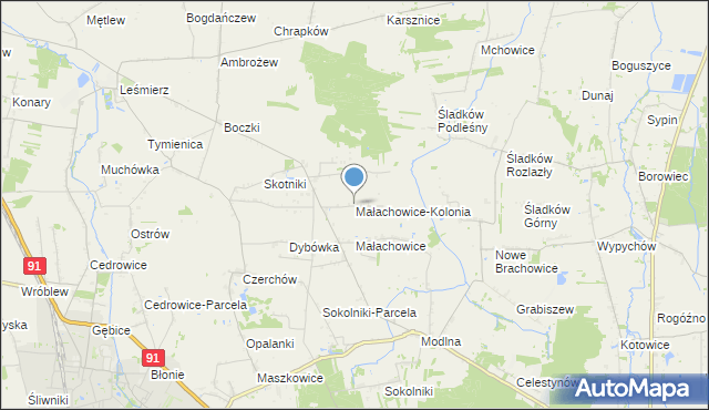 mapa Małachowice-Kolonia, Małachowice-Kolonia na mapie Targeo