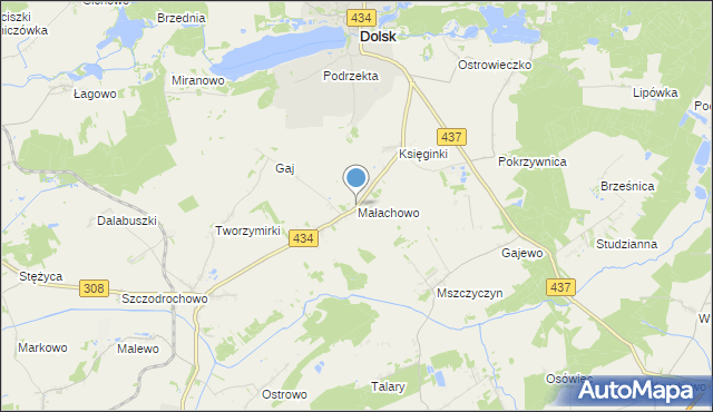 mapa Małachowo, Małachowo gmina Dolsk na mapie Targeo