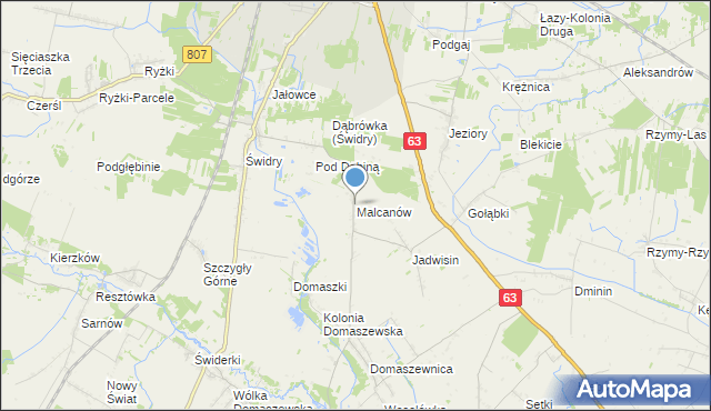 mapa Malcanów, Malcanów gmina Łuków na mapie Targeo