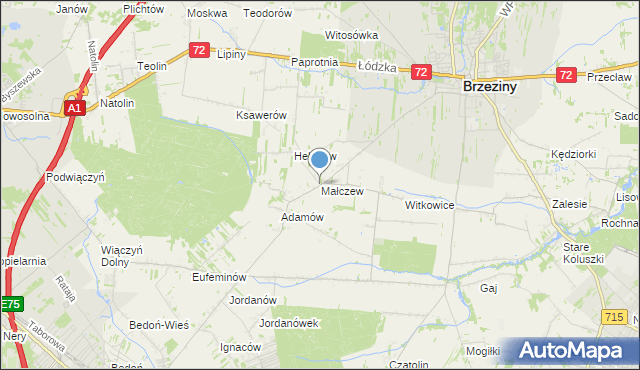 mapa Małczew, Małczew na mapie Targeo