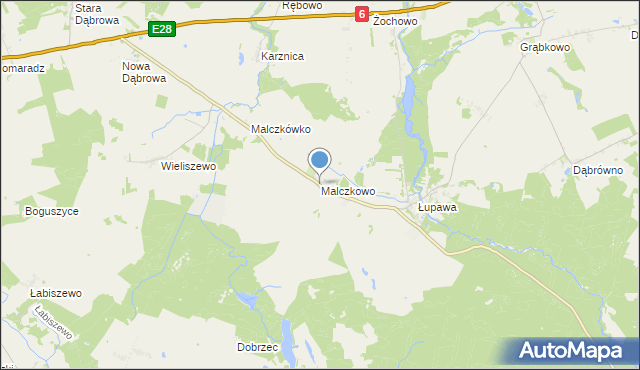 mapa Malczkowo, Malczkowo na mapie Targeo