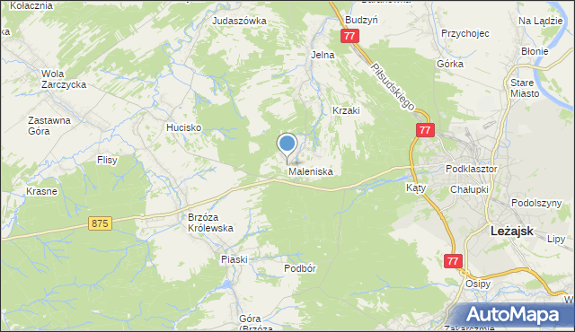 mapa Maleniska, Maleniska gmina Leżajsk na mapie Targeo