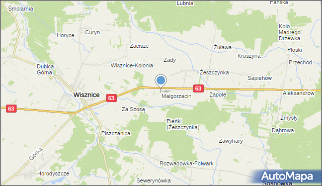 mapa Małgorzacin, Małgorzacin gmina Wisznice na mapie Targeo