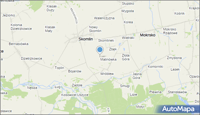 mapa Malinówka, Malinówka gmina Skomlin na mapie Targeo