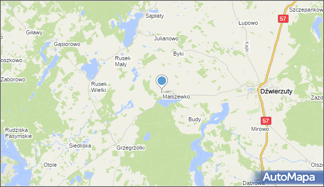 mapa Małszewko, Małszewko na mapie Targeo