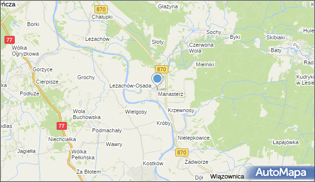 mapa Manasterz, Manasterz gmina Wiązownica na mapie Targeo