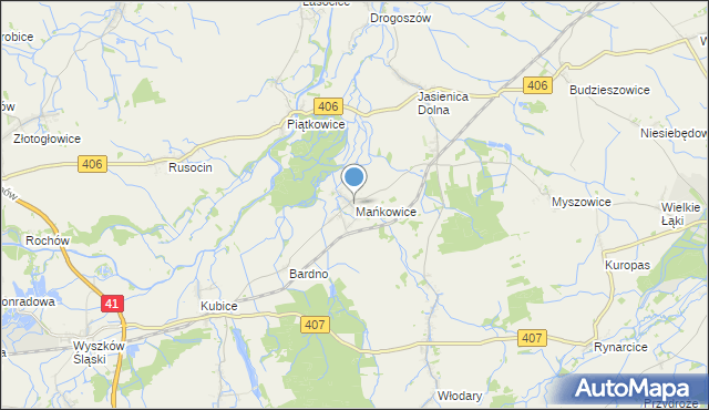 mapa Mańkowice, Mańkowice na mapie Targeo