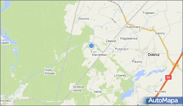 mapa Marcelewo, Marcelewo na mapie Targeo