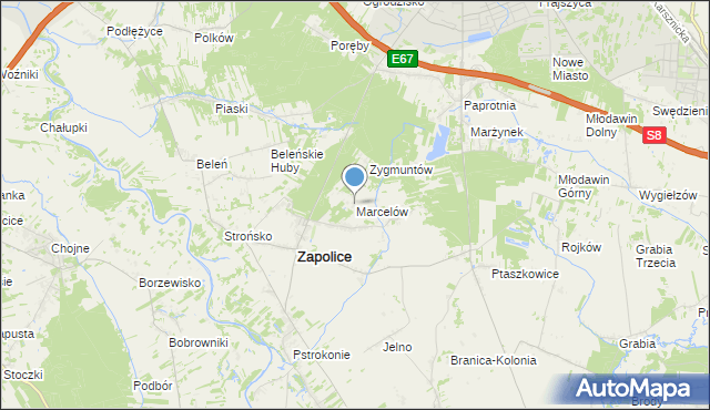 mapa Marcelów, Marcelów gmina Zapolice na mapie Targeo