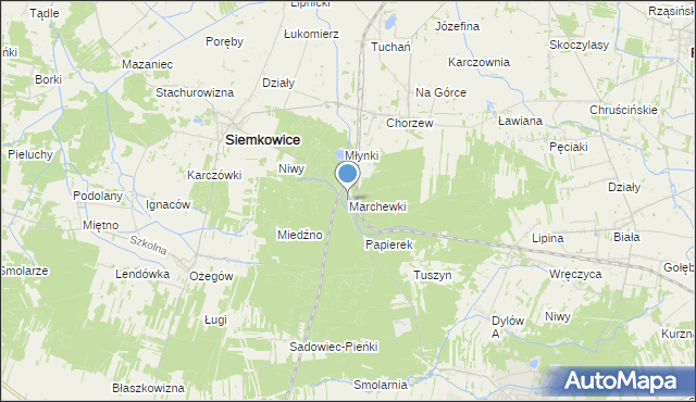 mapa Marchewki, Marchewki gmina Siemkowice na mapie Targeo