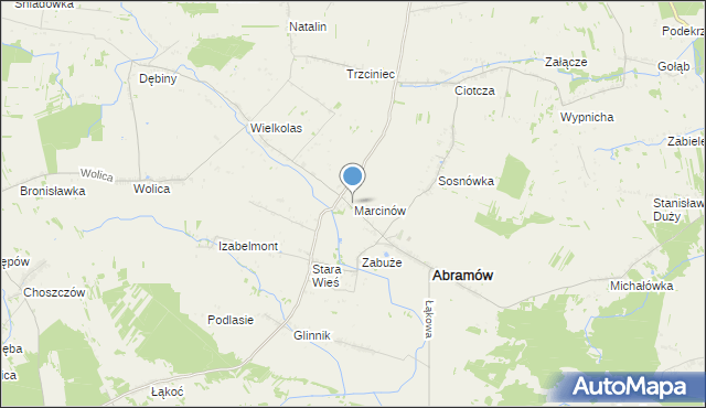 mapa Marcinów, Marcinów gmina Abramów na mapie Targeo