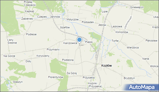 mapa Marcinowice, Marcinowice gmina Kozłów na mapie Targeo