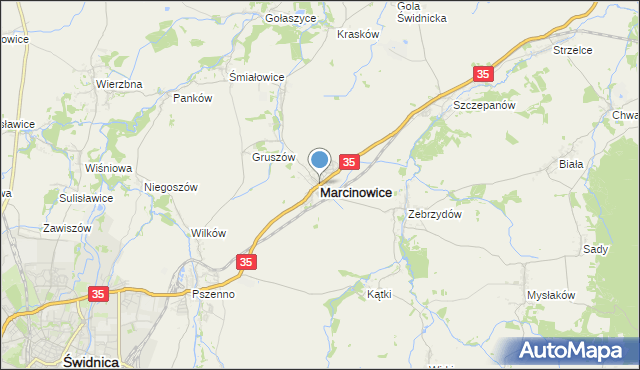 mapa Marcinowice, Marcinowice powiat świdnicki na mapie Targeo