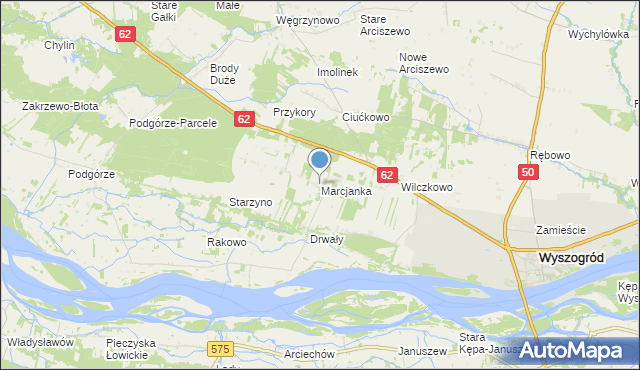 mapa Marcjanka, Marcjanka gmina Wyszogród na mapie Targeo