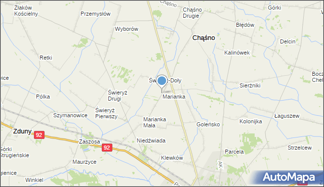 mapa Marianka, Marianka gmina Chąśno na mapie Targeo