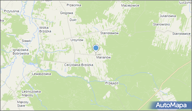 mapa Marianów, Marianów gmina Głowaczów na mapie Targeo