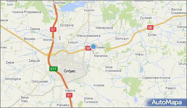 mapa Marianów, Marianów gmina Grójec na mapie Targeo