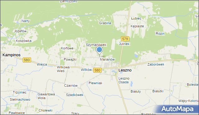 mapa Marianów, Marianów gmina Leszno na mapie Targeo