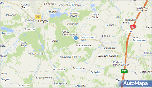 mapa Marianowice, Marianowice na mapie Targeo