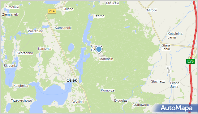 mapa Markocin, Markocin gmina Osiek na mapie Targeo