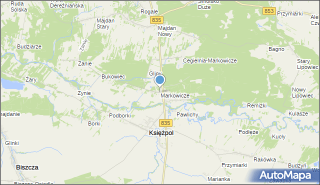 mapa Markowicze, Markowicze na mapie Targeo