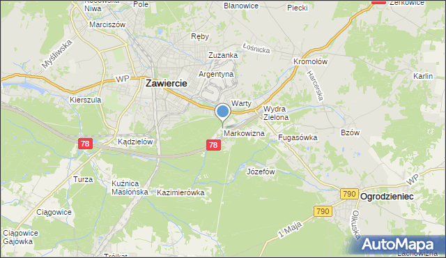 mapa Markowizna, Markowizna gmina Ogrodzieniec na mapie Targeo