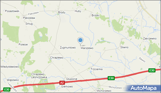 mapa Marszewo, Marszewo gmina Lwówek na mapie Targeo