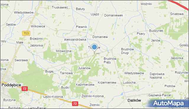 mapa Marysin, Marysin gmina Dalików na mapie Targeo