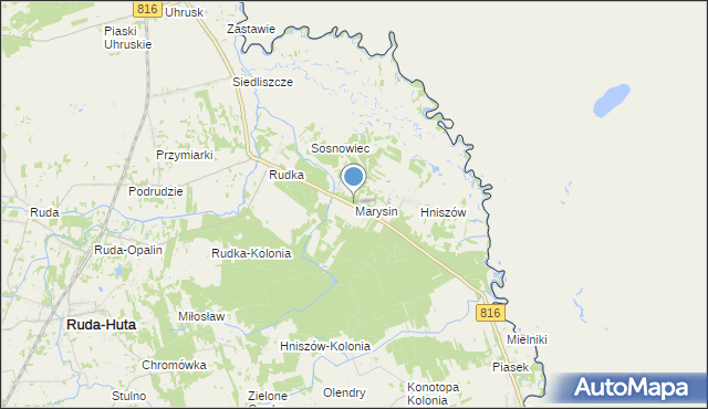 mapa Marysin, Marysin gmina Ruda-Huta na mapie Targeo