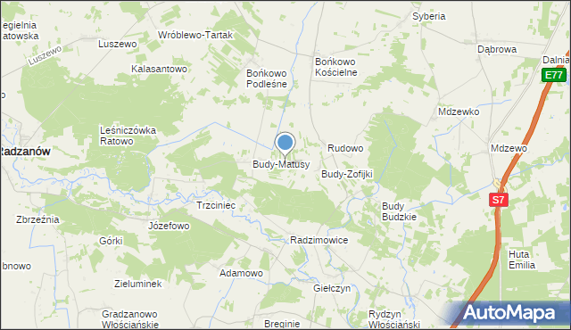 mapa Marysinek, Marysinek gmina Strzegowo na mapie Targeo