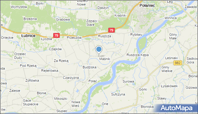 mapa Maśnik, Maśnik na mapie Targeo