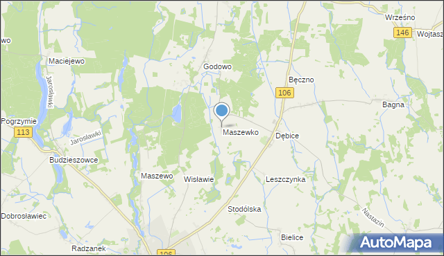 mapa Maszewko, Maszewko gmina Maszewo na mapie Targeo