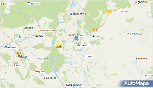 mapa Maszewko, Maszewko gmina Wicko na mapie Targeo