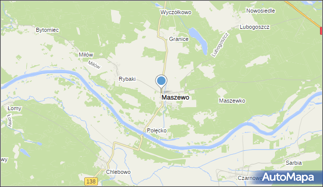 mapa Maszewo, Maszewo powiat krośnieński na mapie Targeo