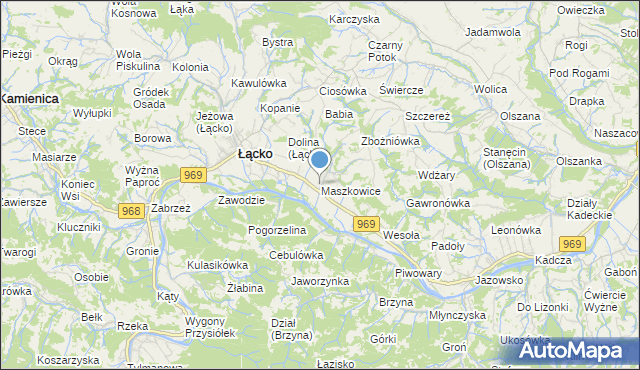 mapa Maszkowice, Maszkowice gmina Łącko na mapie Targeo