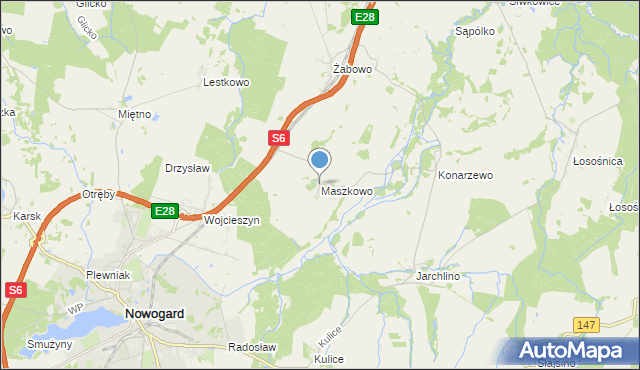 mapa Maszkowo, Maszkowo gmina Nowogard na mapie Targeo